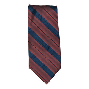 Yani Silk Tie Mens Navy Blue Red Striped Classic Necktie Made in Canada 57in